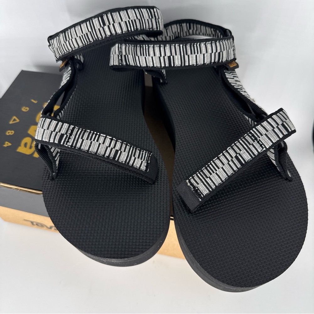 New Teva Sz 10 Platform Flatform Universal sandal black white zebra Y2K - Picture 2 of 6